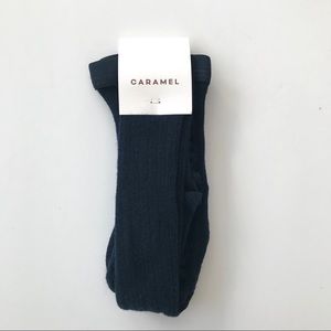 Caramel London Ribbed Navy Tights